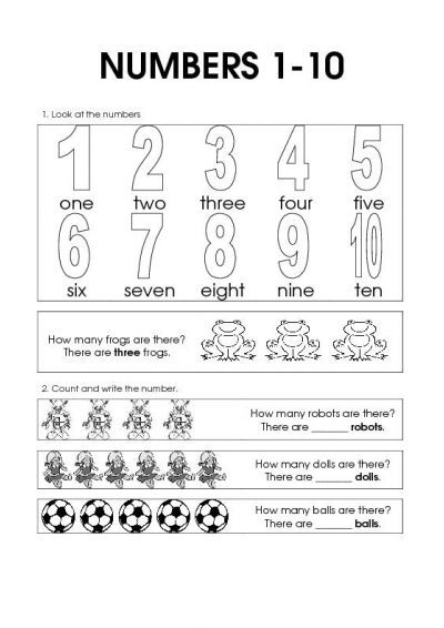 Numbers 1-10 Worksheets Image