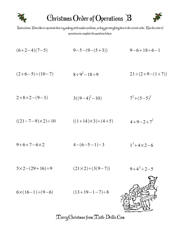 Order of Operations Math Worksheets Image
