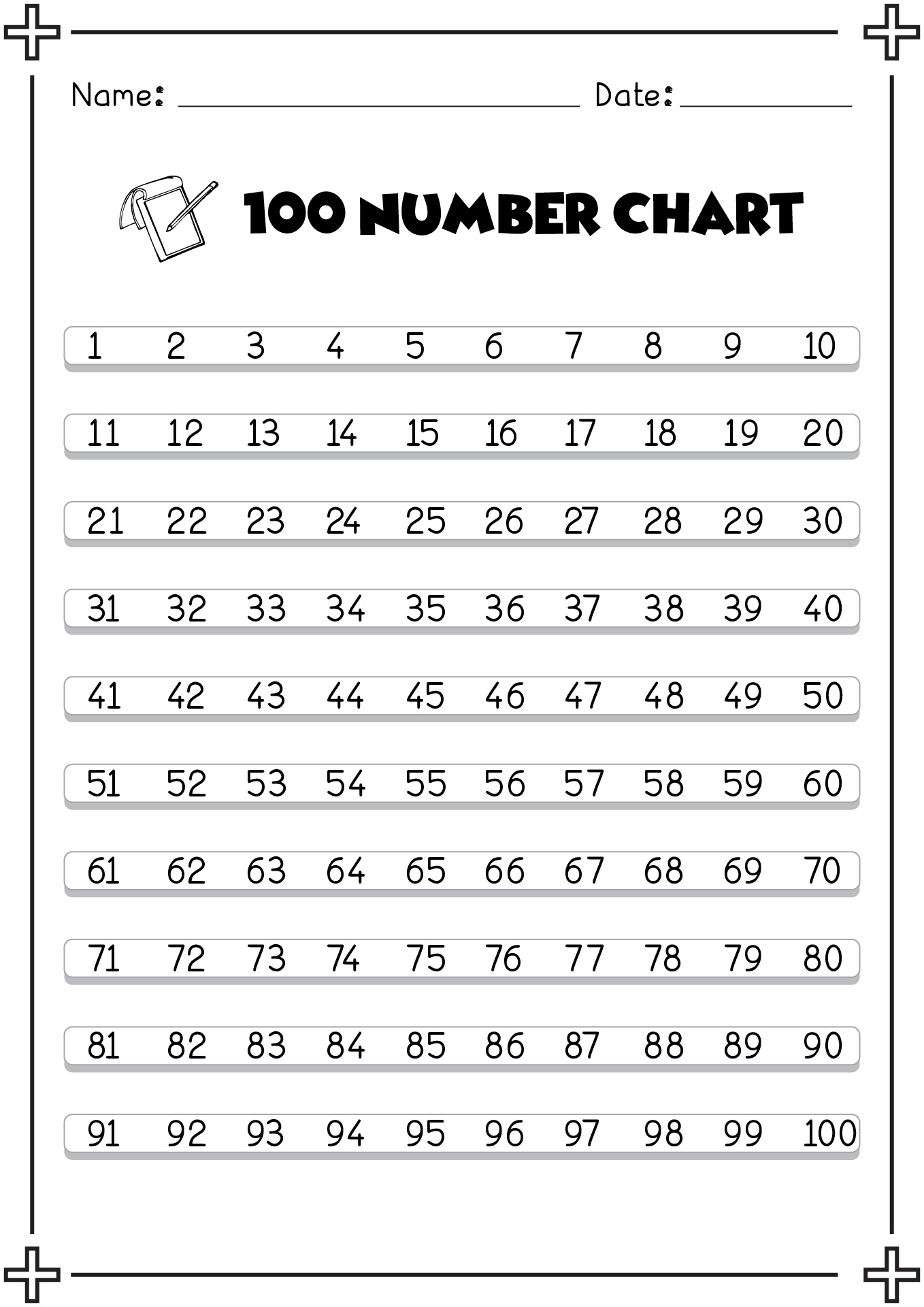 Printable 100 Number Chart