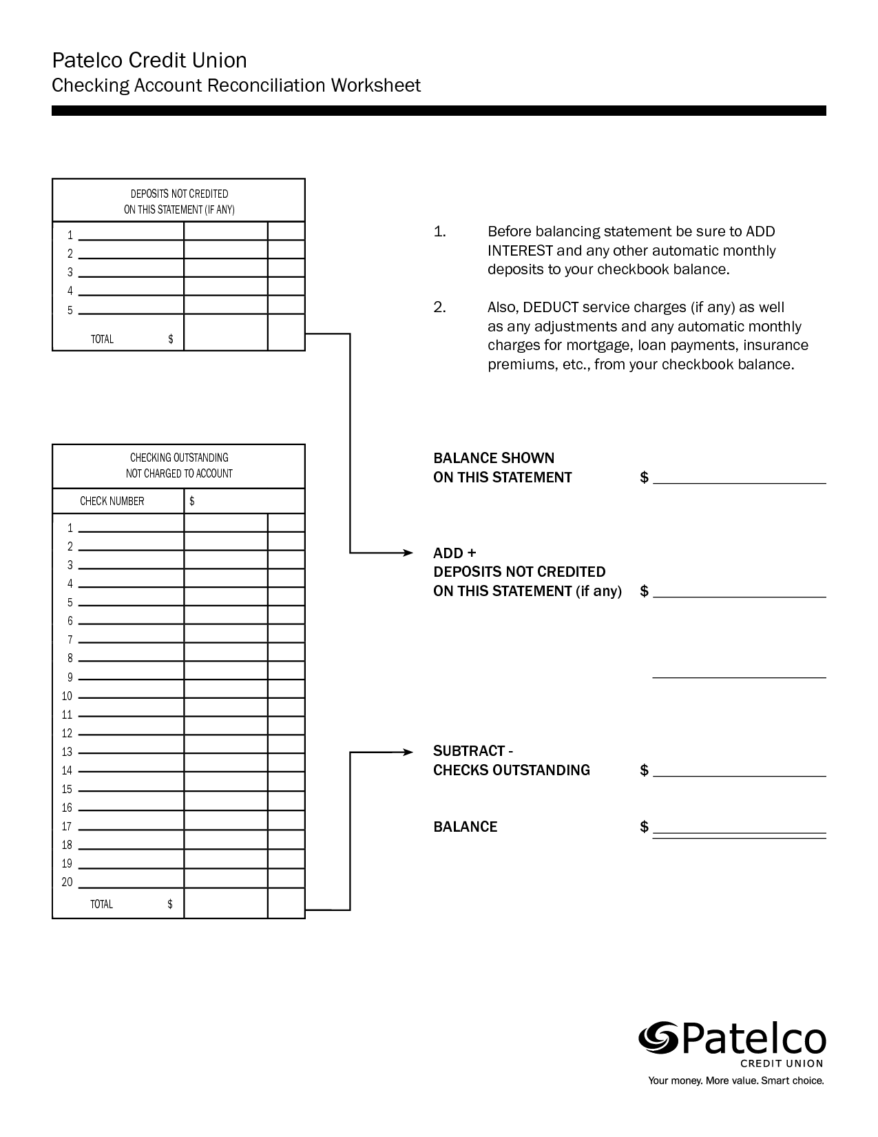 Printable Balancing Checkbook Worksheet Image