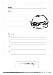 Recipe Worksheets Printable Image