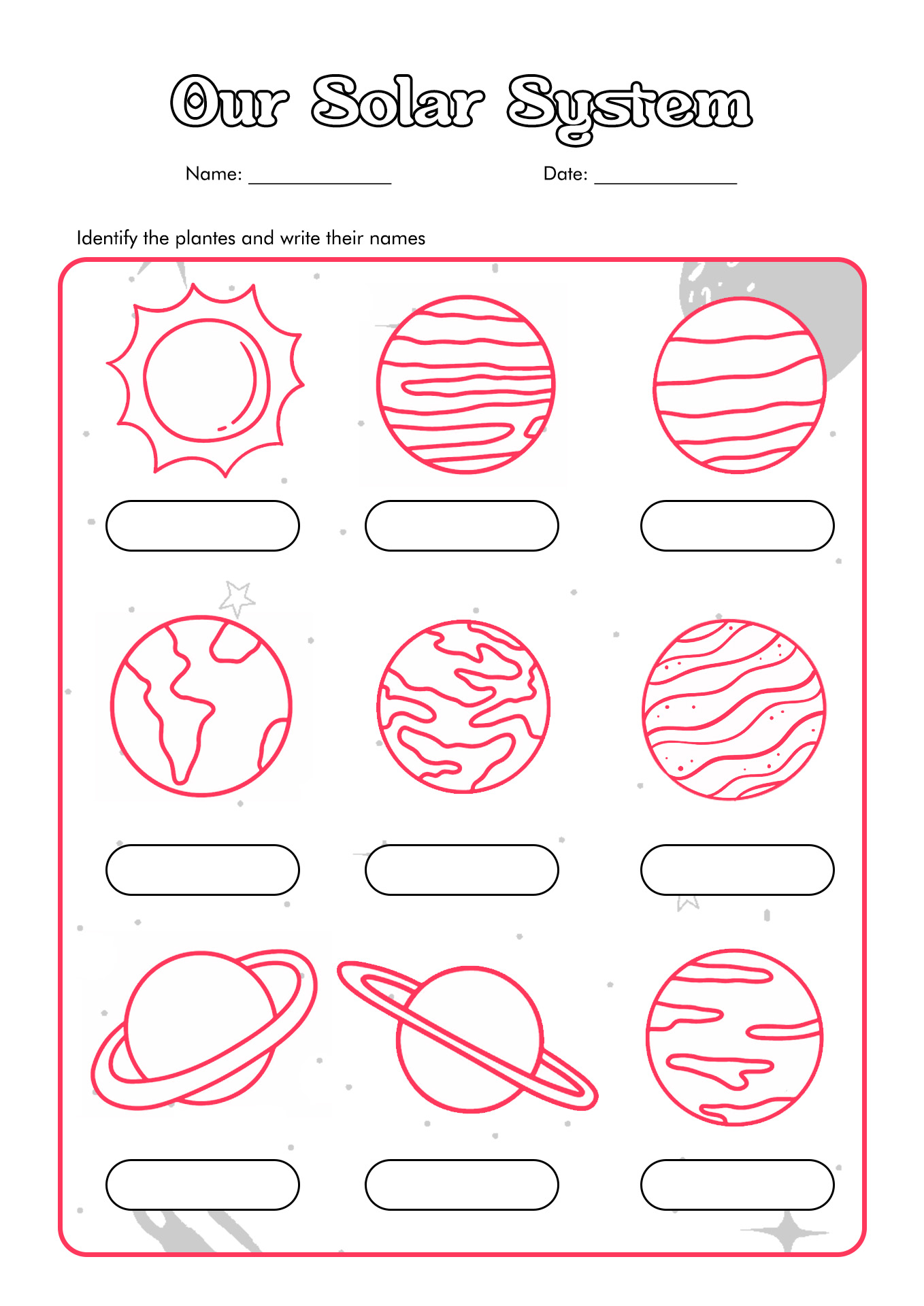 Science Worksheets Solar System Image
