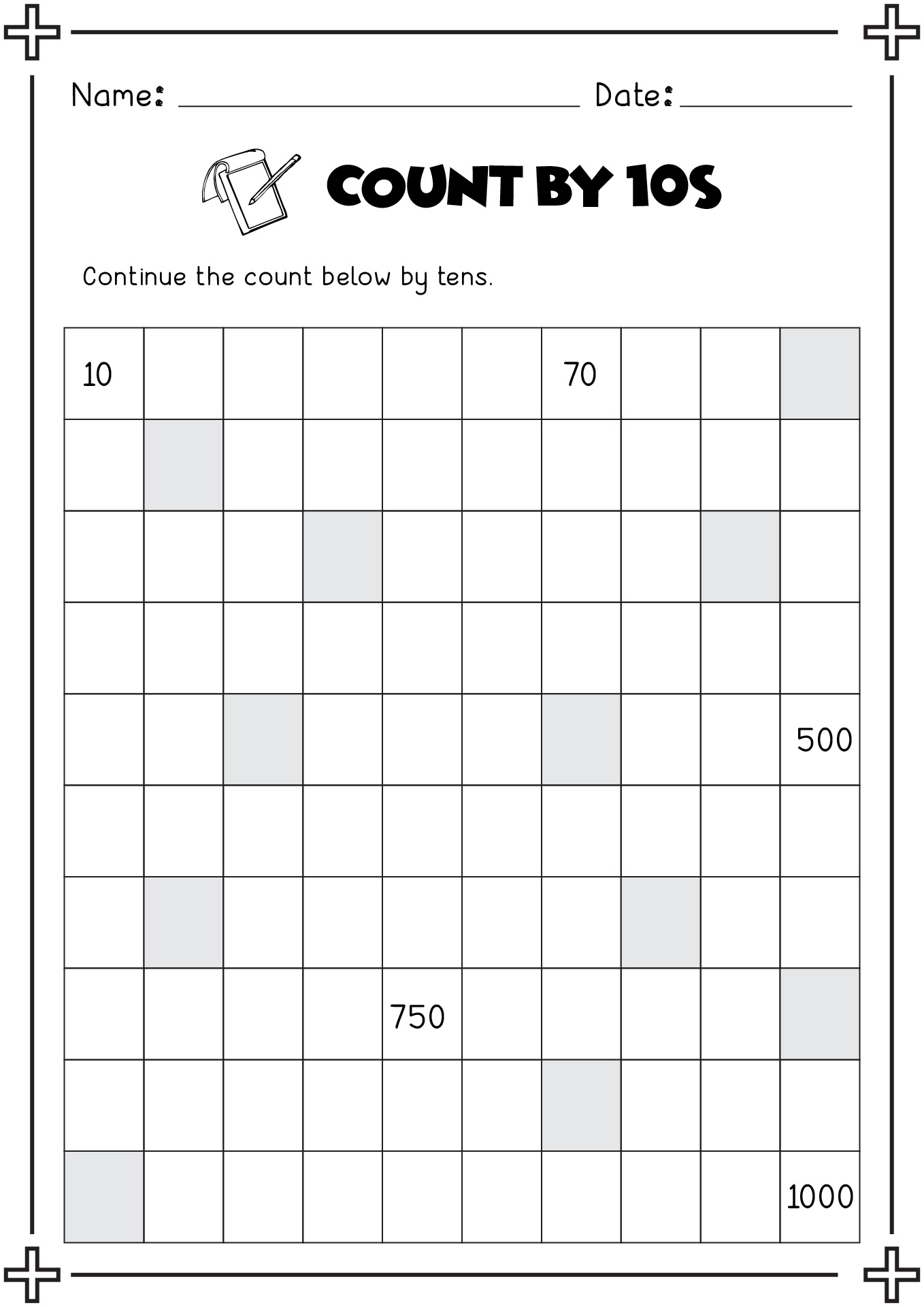 Skip Counting by 10 to 1000