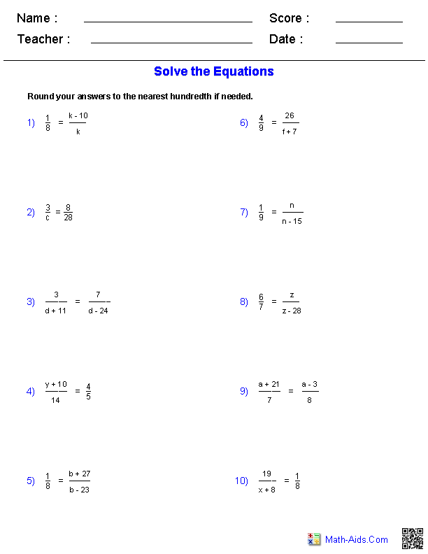 Solving Proportions Worksheet Image