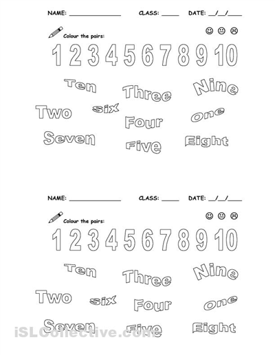 Spelling Numbers 1 10 Worksheets Image