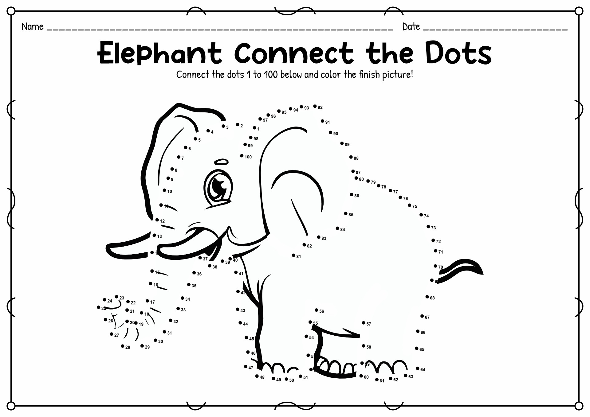 100 Dot to Dot Animals Free Printables Image