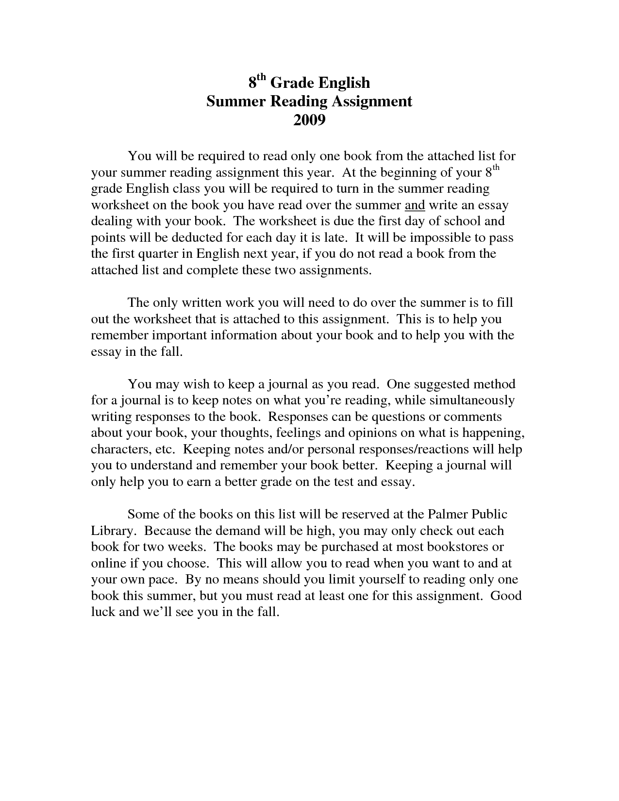 8th Grade Reading Worksheets