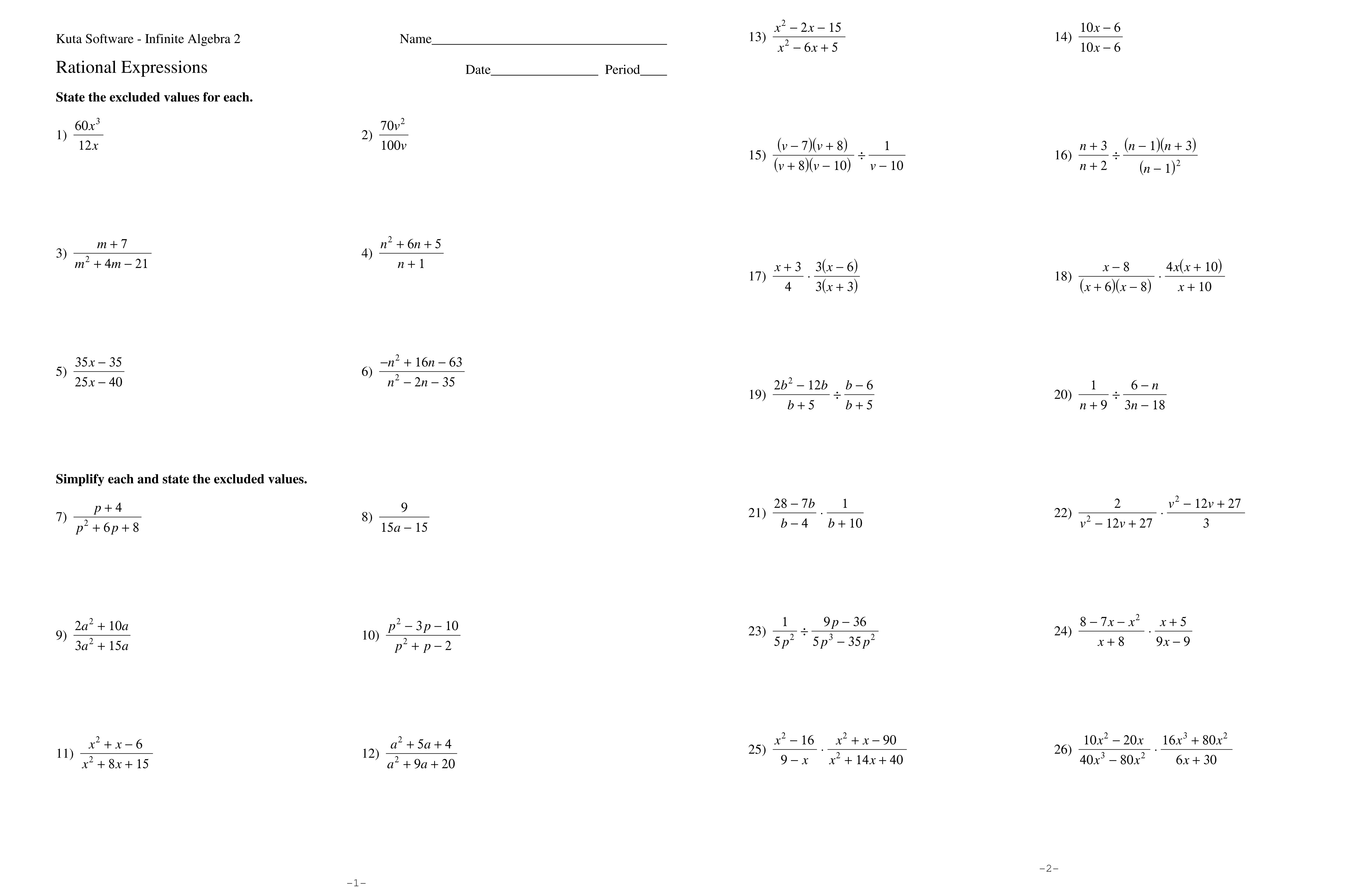 Adding Subtracting Rational Expressions Worksheet Answer Image