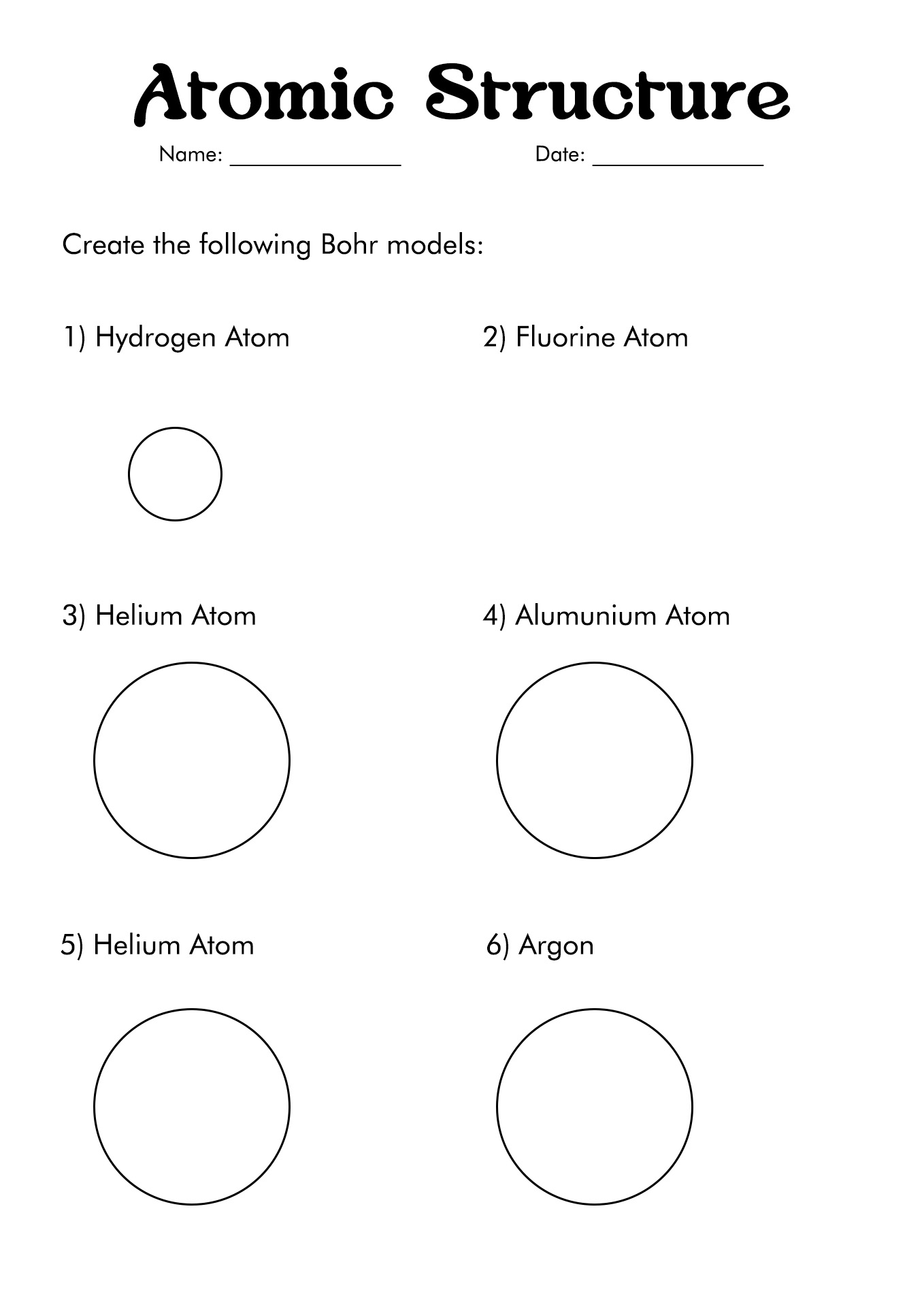 Bohr Atomic Model Worksheet Image
