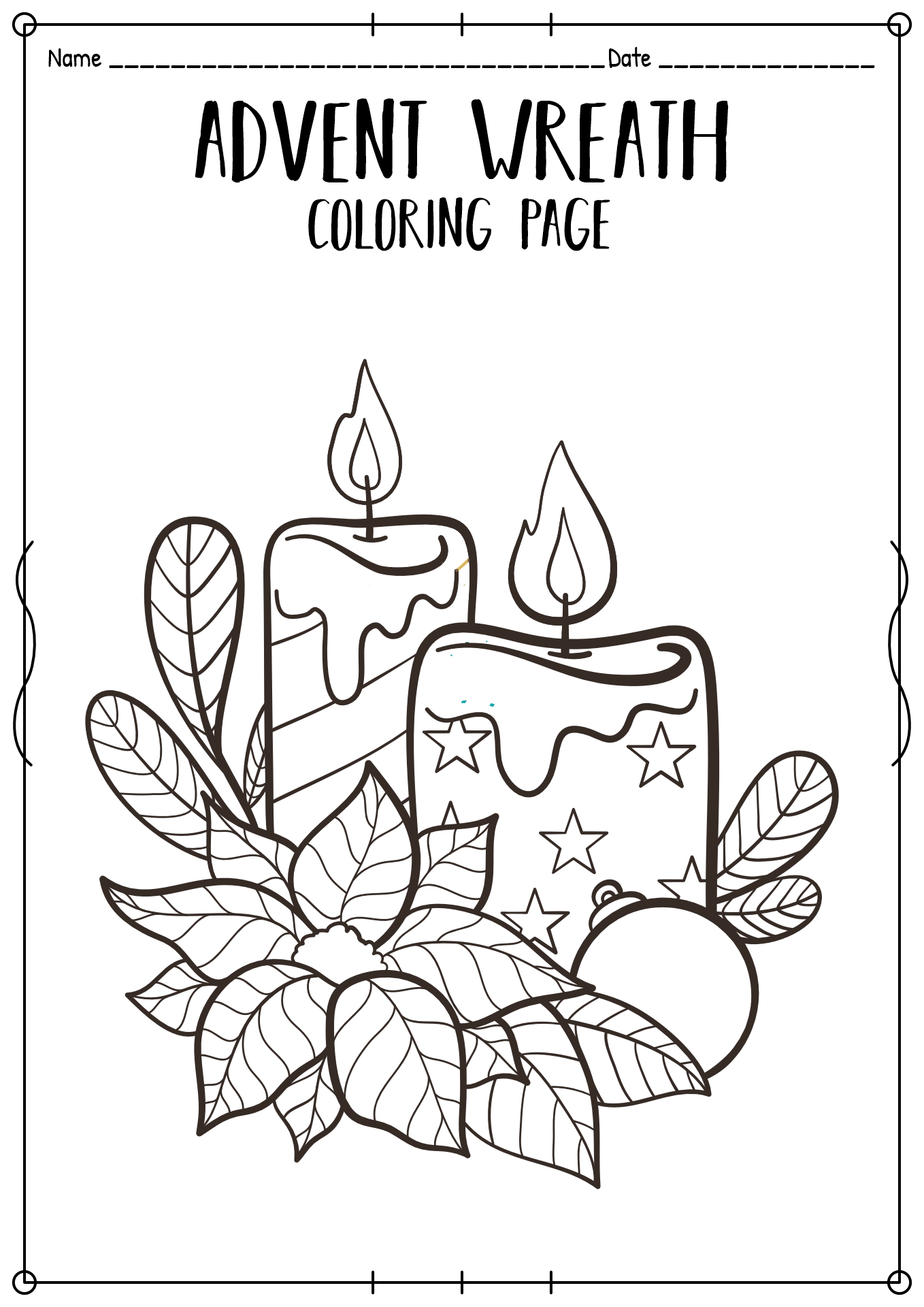 Christmas Advent Wreath Coloring Page
