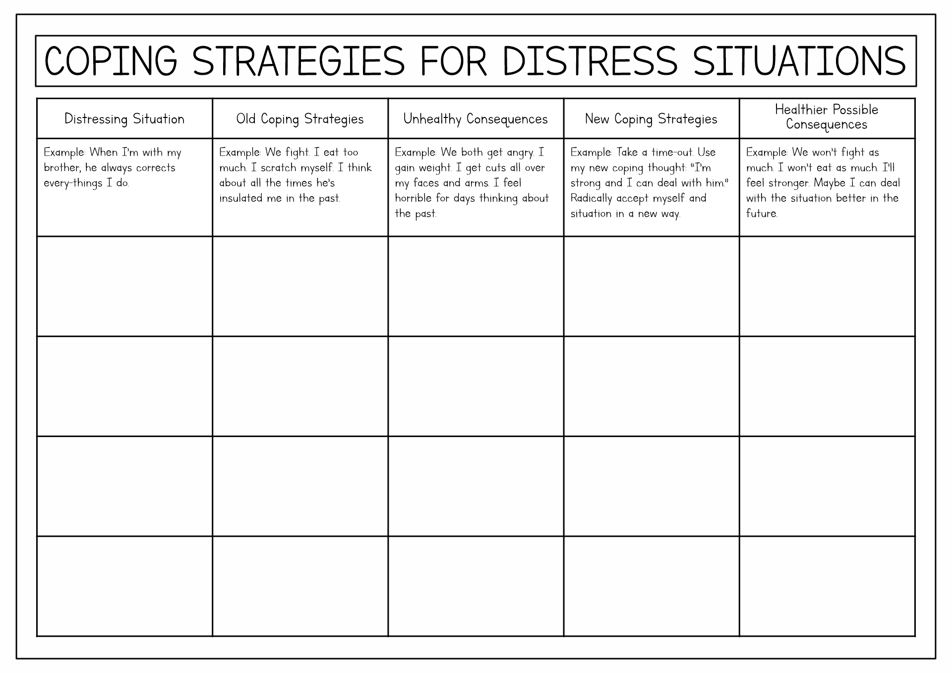 DBT Distress Tolerance Worksheets Image