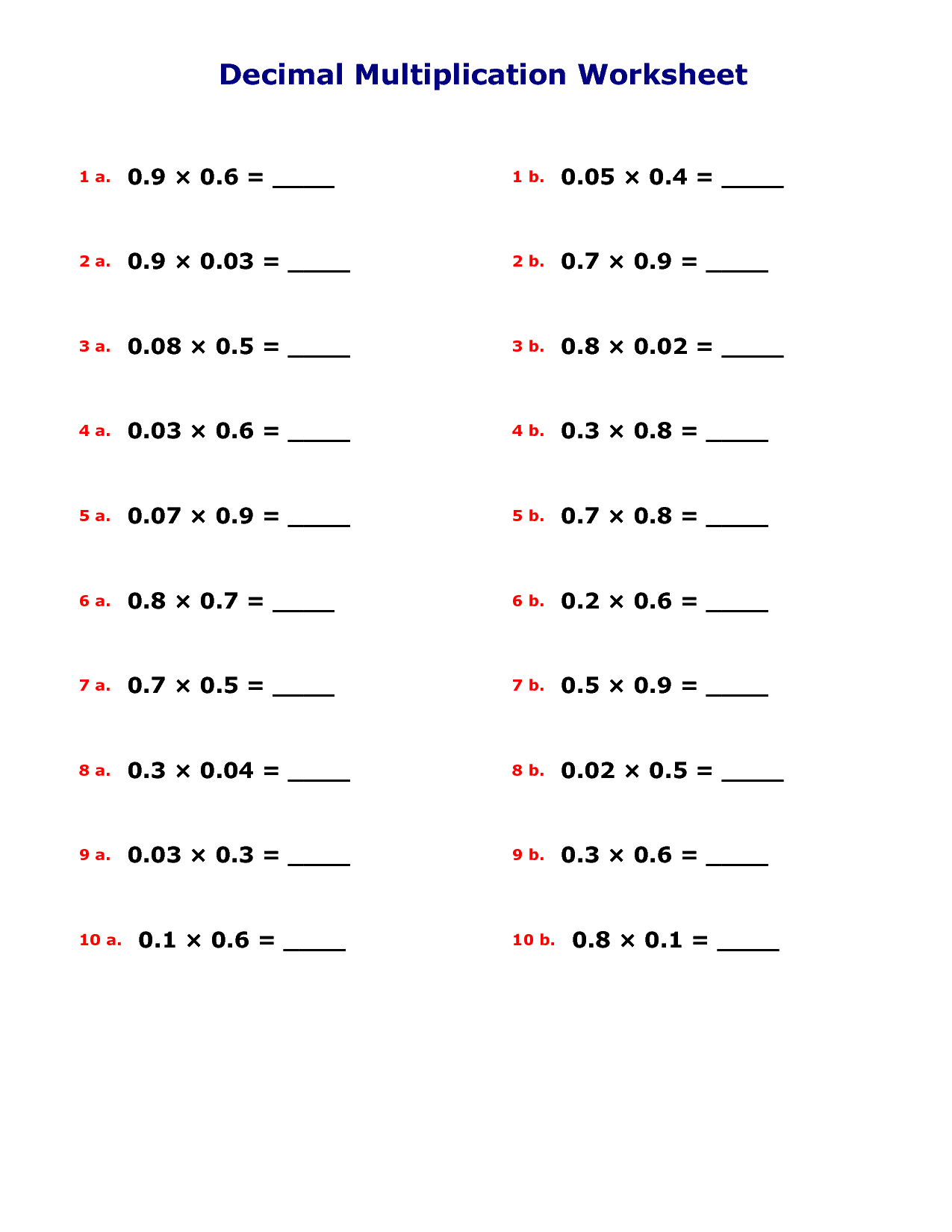 Multiplication And Division Worksheets Easy