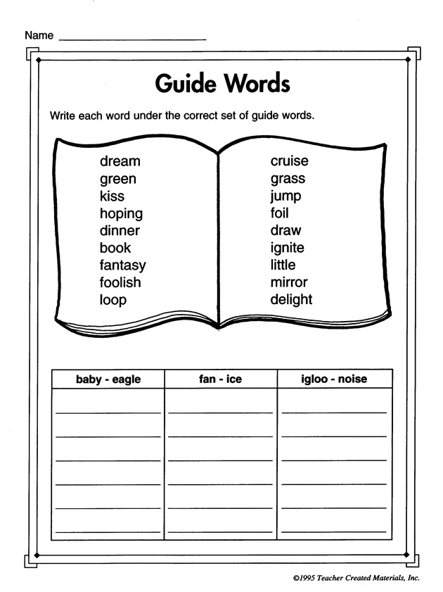 Dictionary Guide Words Worksheet Image