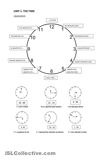 Elementary Clock Worksheets Image