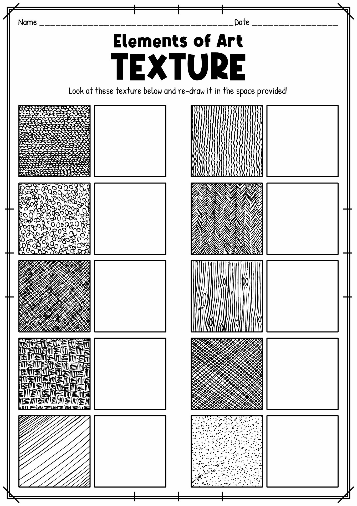 Elements of Art Texture Hand Out