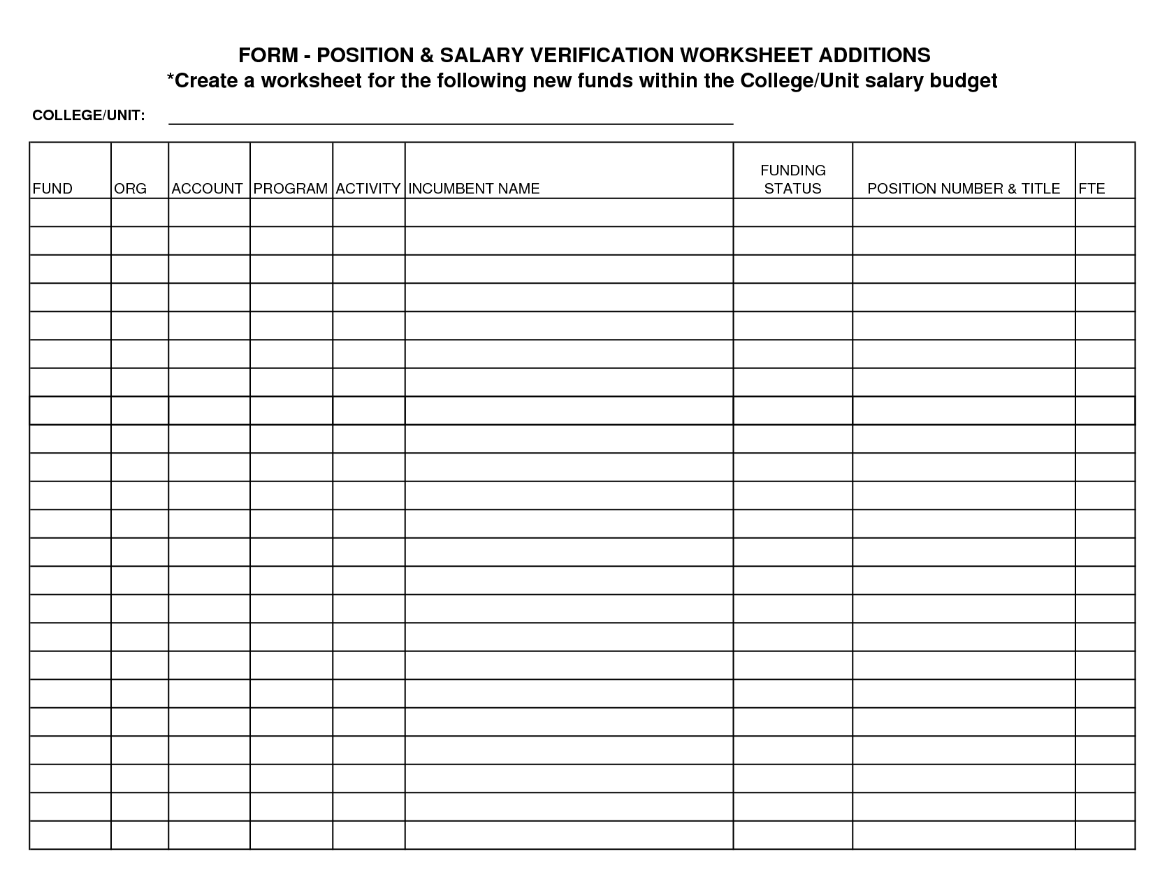 Employment Verification Form Template