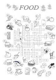 Food Crossword Puzzle Worksheet Image