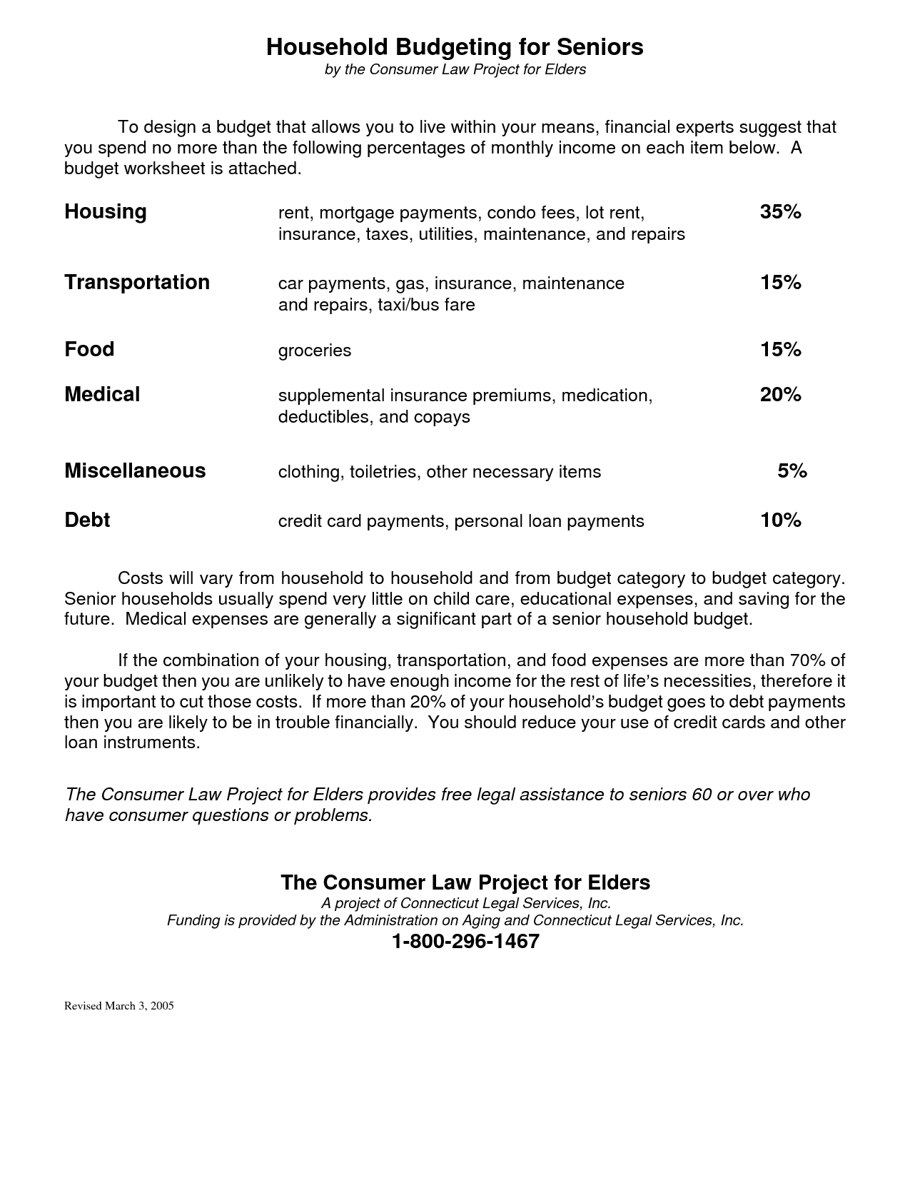 Free Household Budget Worksheet
