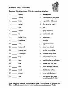 Free Printable ESL Vocabulary Worksheets Image