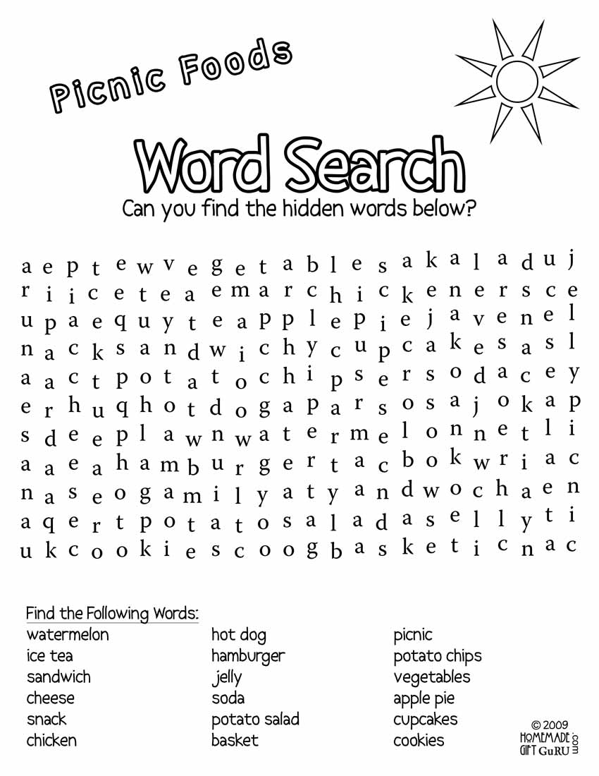 Free Printable Word Search Image