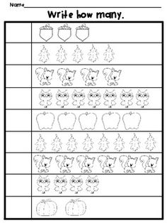 Kindergarten Fall Math Worksheets Image