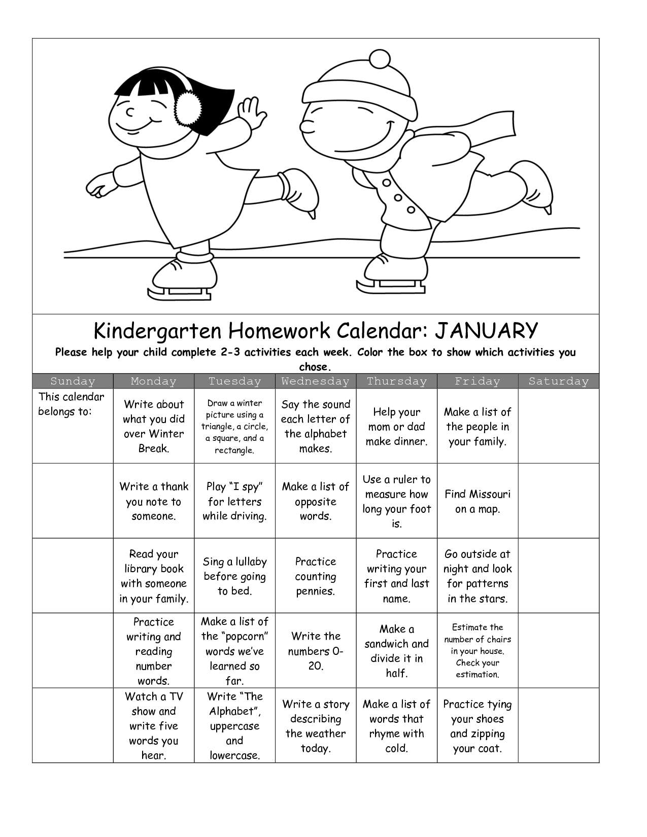 20 Calendar Worksheets For Kindergarten /