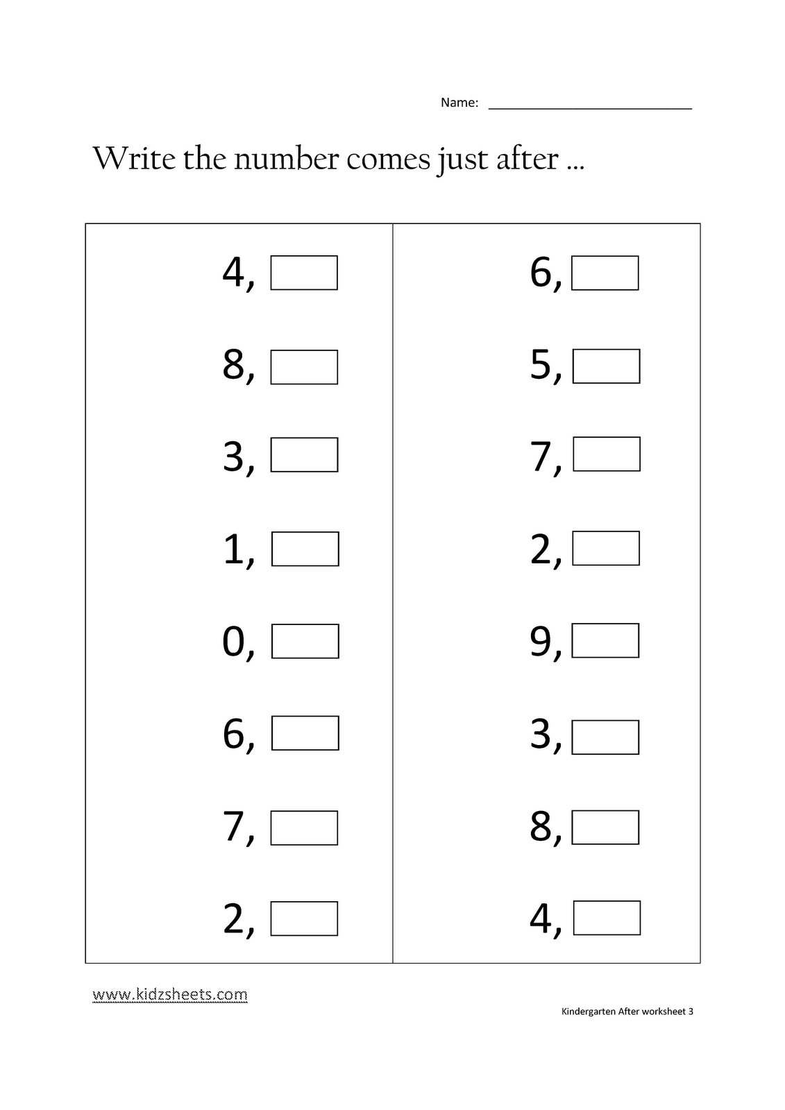 Kindergarten Number Worksheets