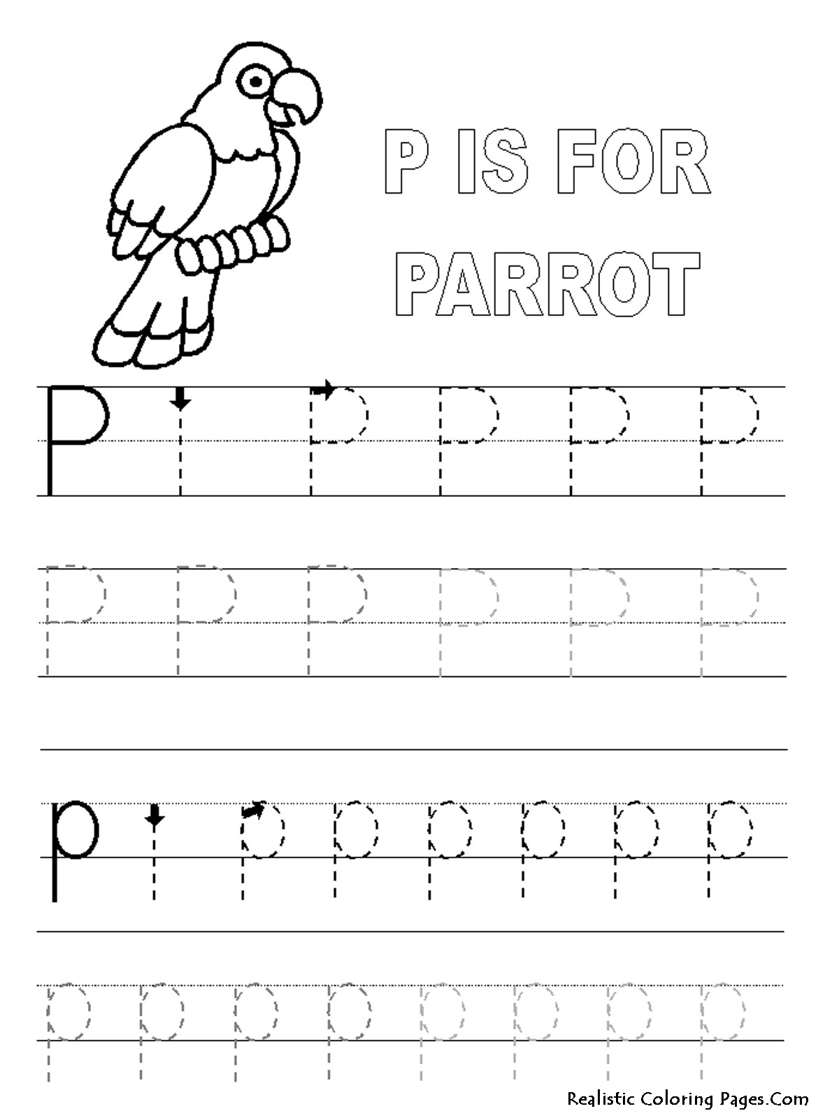 Letter P Tracing Page Image