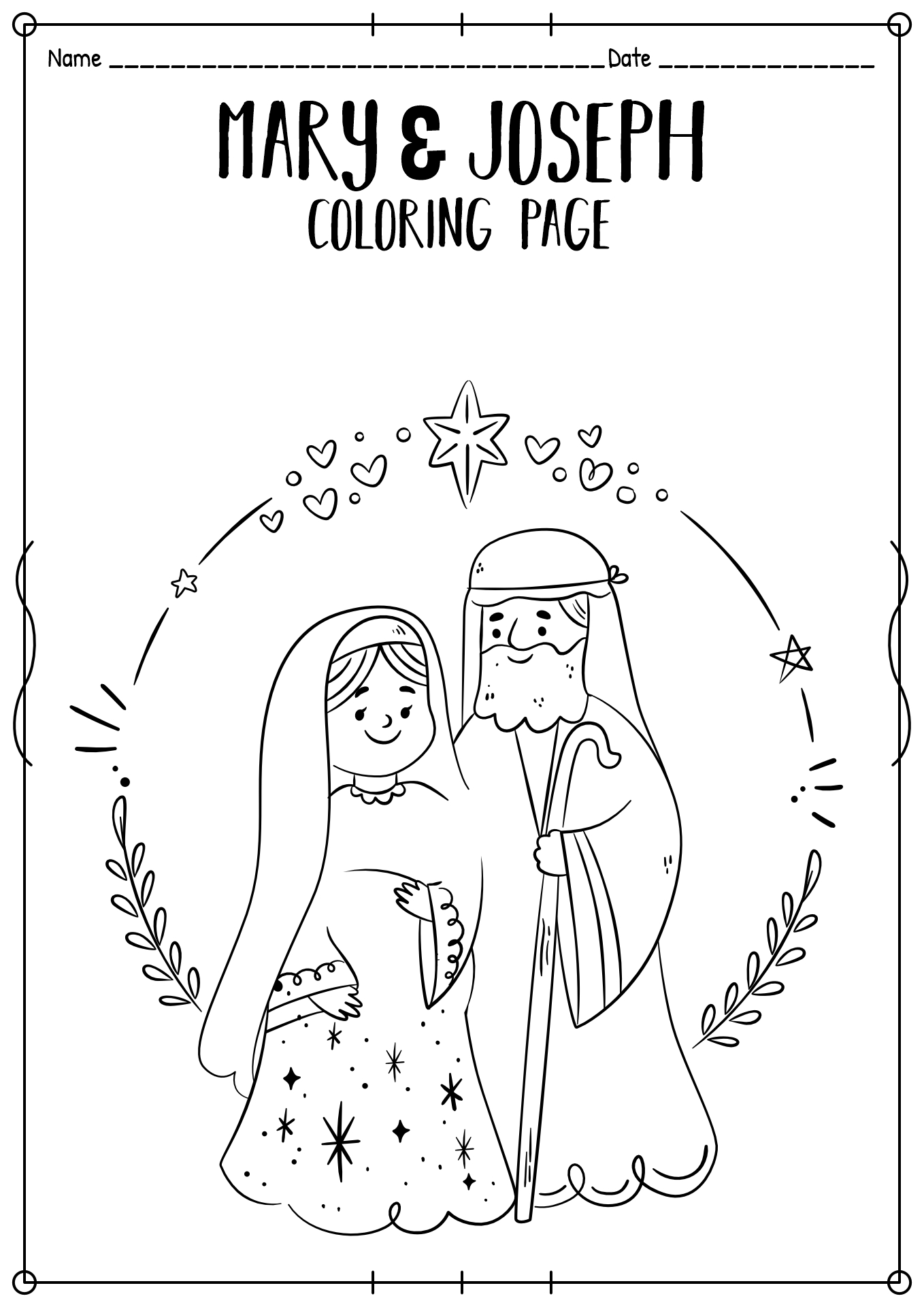 Mary and Joseph Journey to Bethlehem Coloring Page