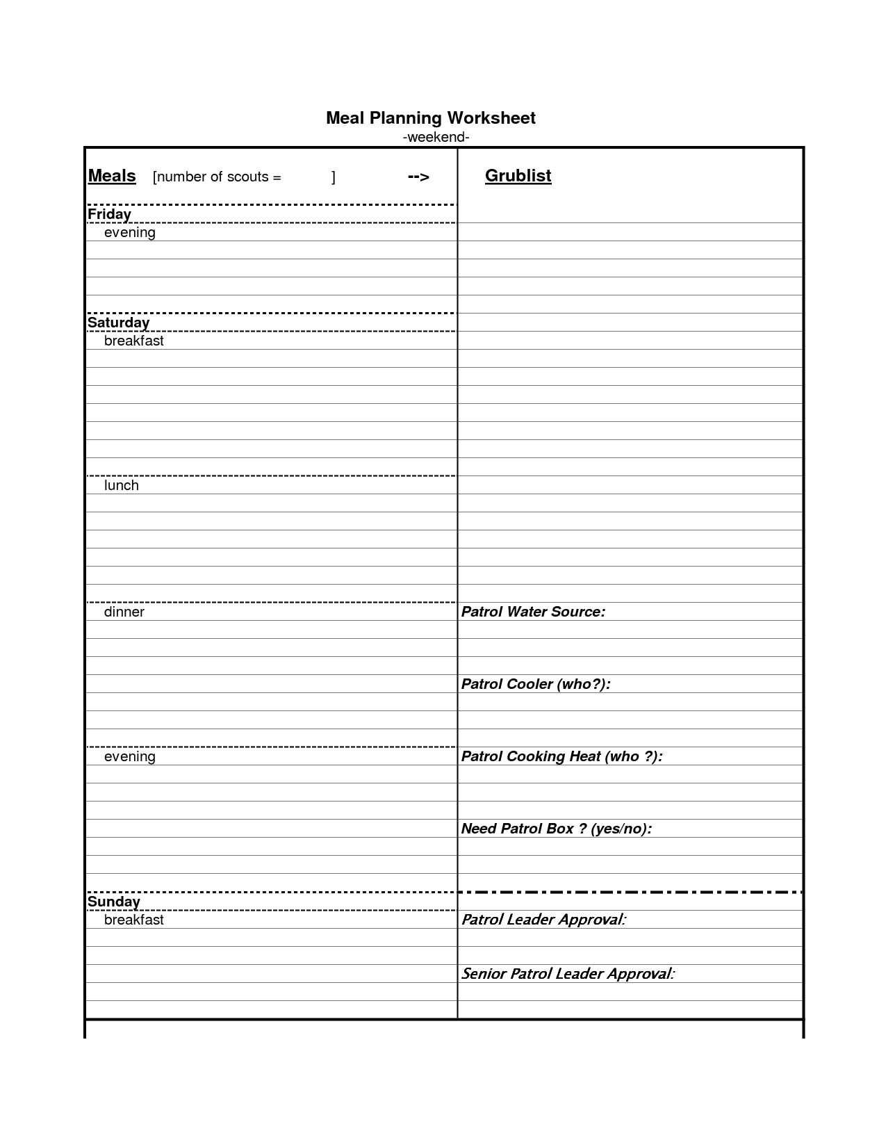 Meal-Planning Worksheet Image
