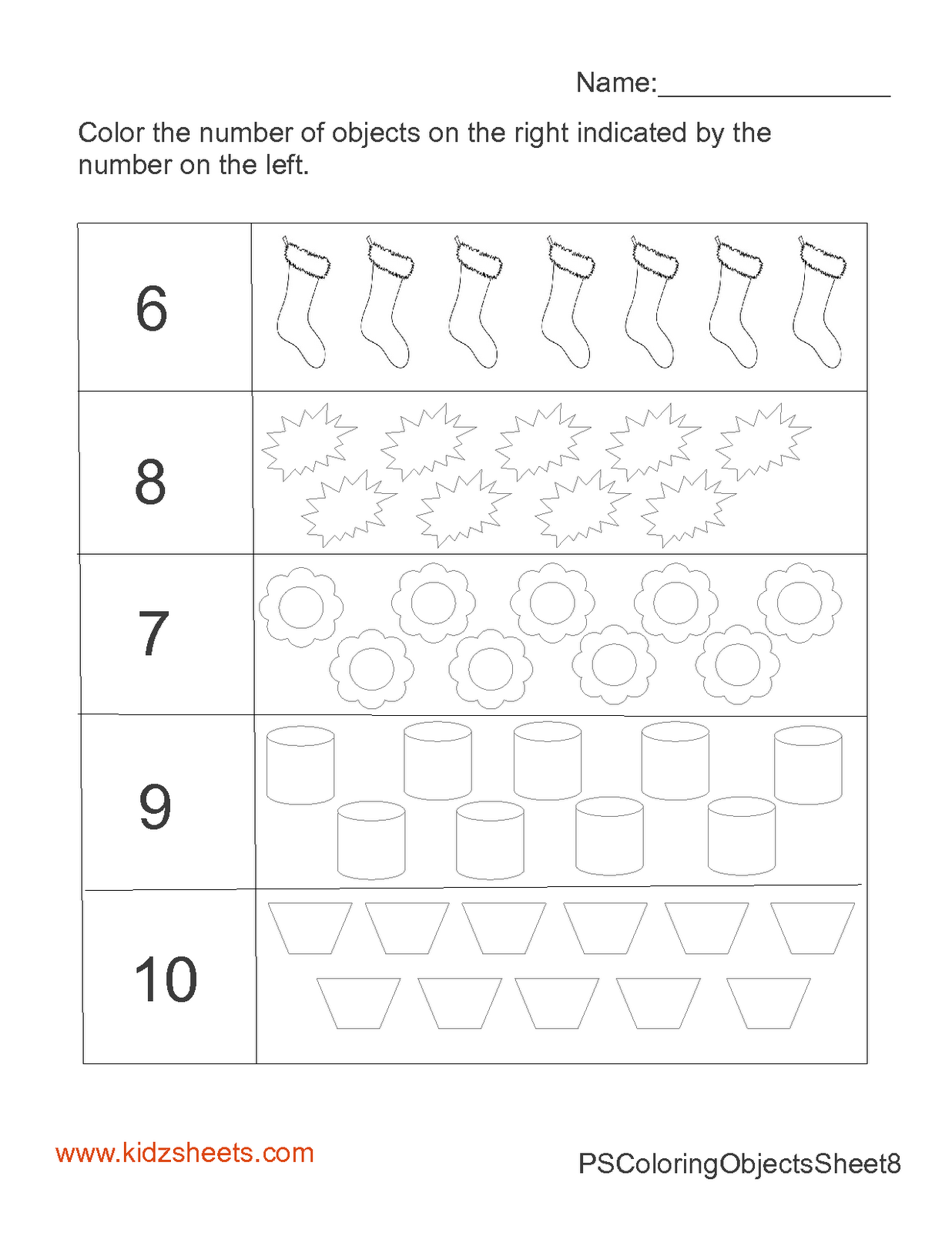 Preschool Counting Numbers Worksheets