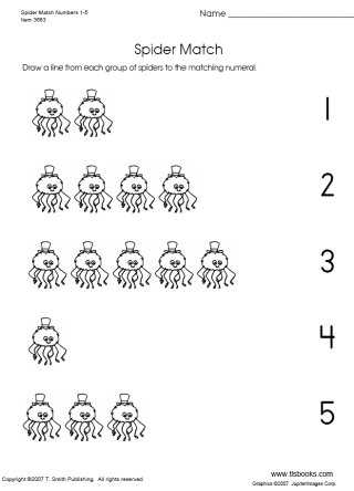 Preschool Spider Math Worksheets Printable Image