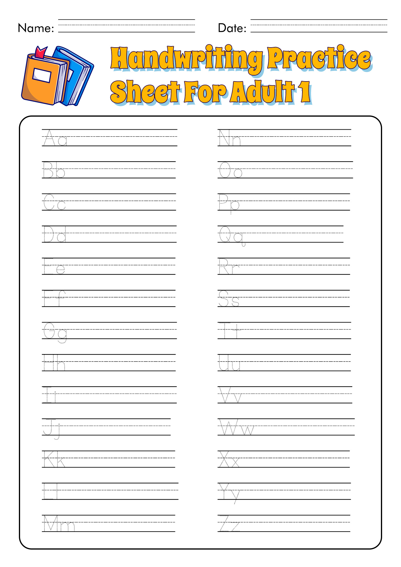 Print Handwriting Worksheets for Adults Image