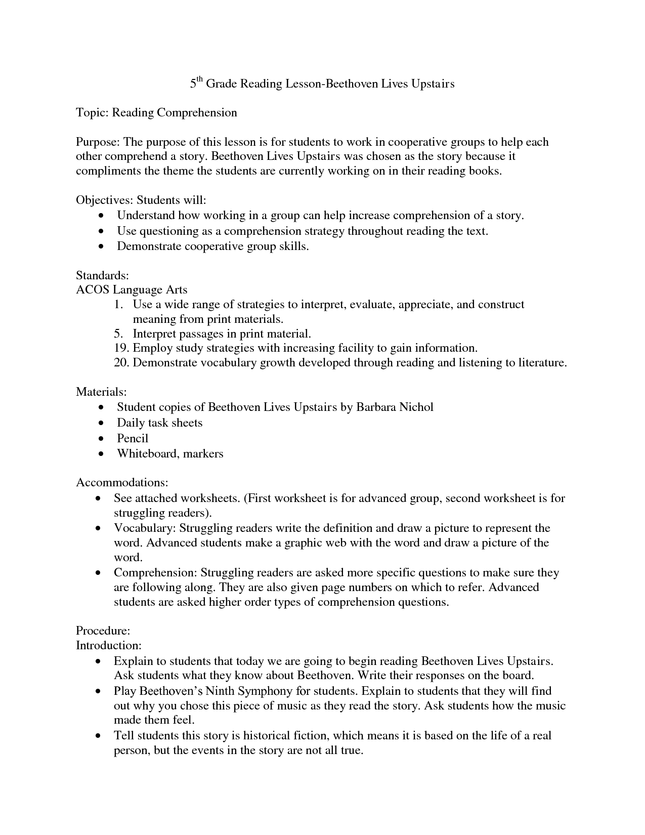 Printable 5th Grade Reading Comprehension Worksheets