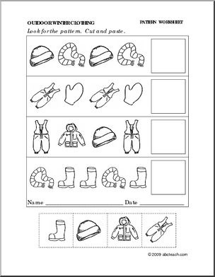 Winter Pattern Worksheets for Preschoolers Image
