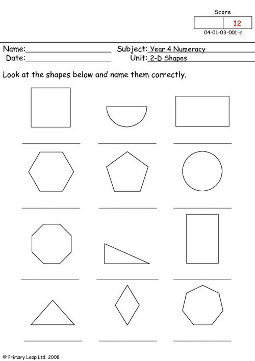 10 2d Shapes Worksheets Printable