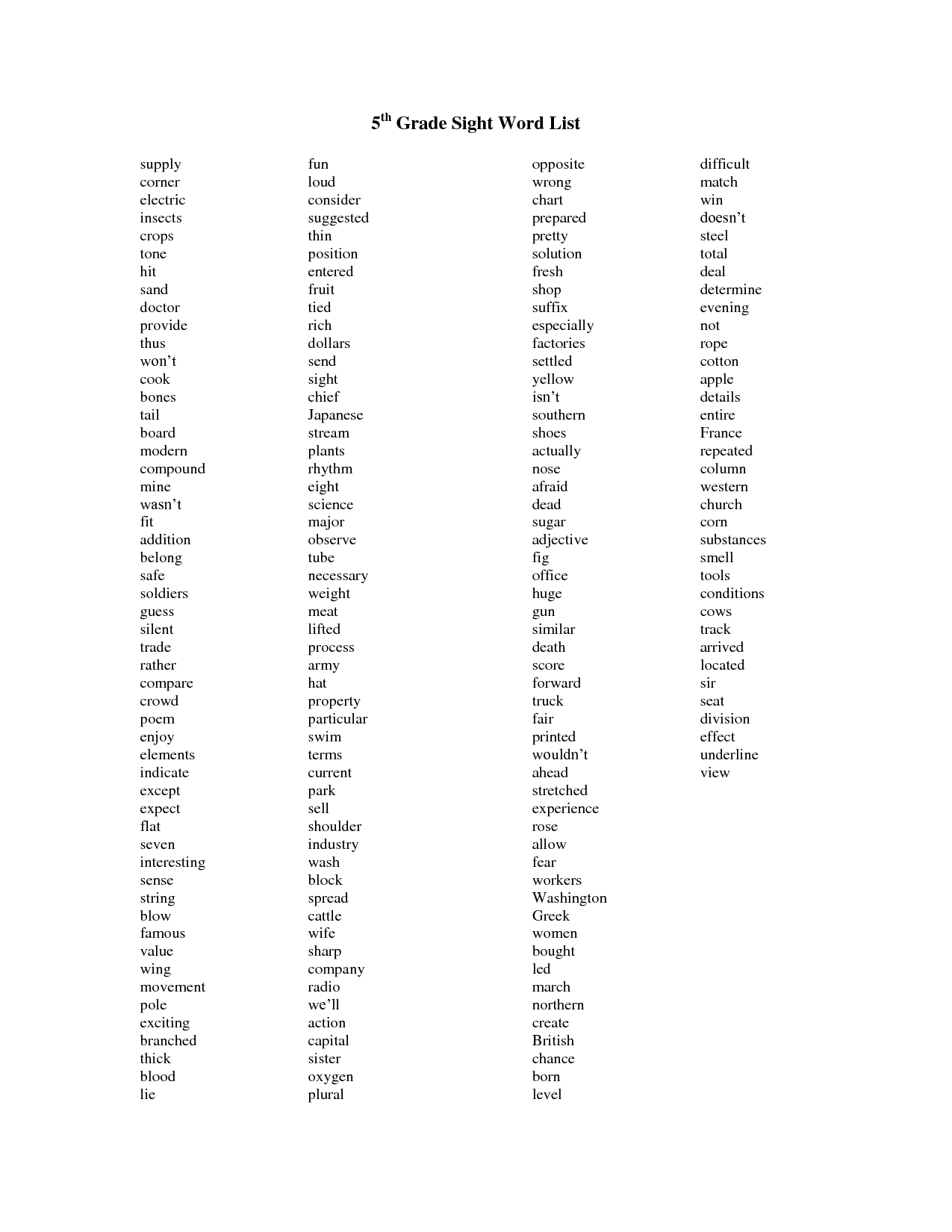 14 best images of fourth grade sight words worksheets 4th grade sight 