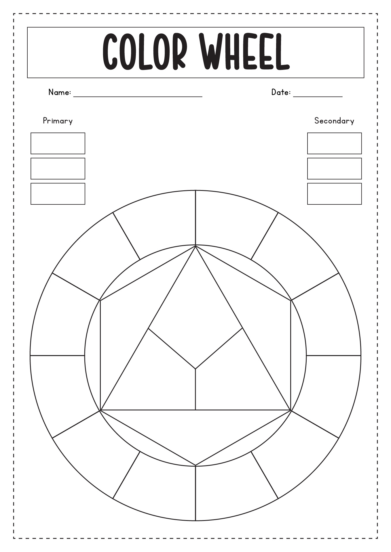 Blank Color Wheel Worksheet