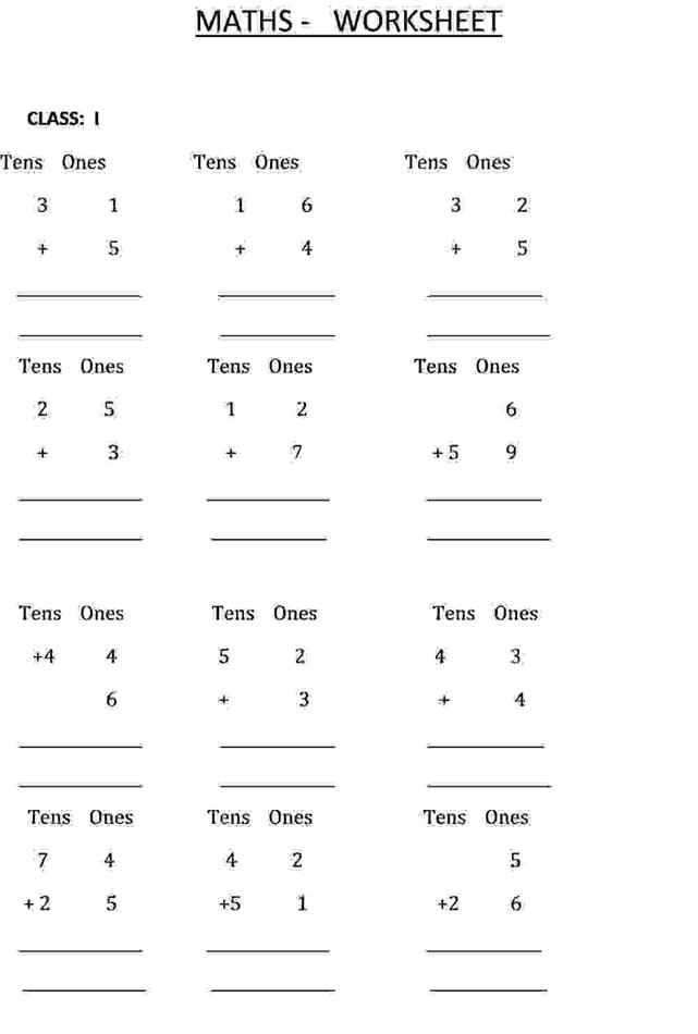 Class 1 Maths Worksheets Image