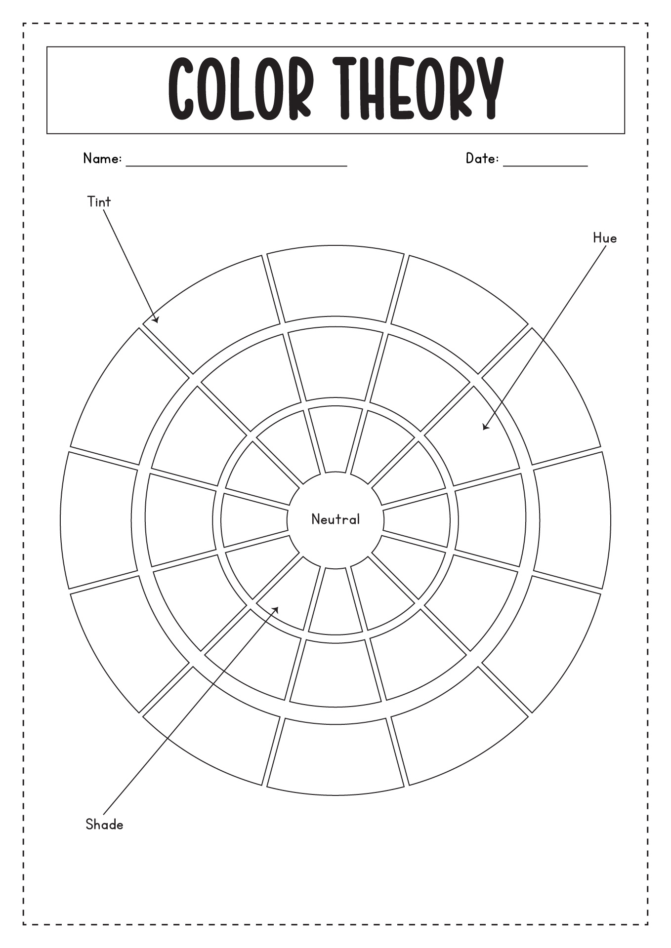 18 Color Theory Worksheets Printable /