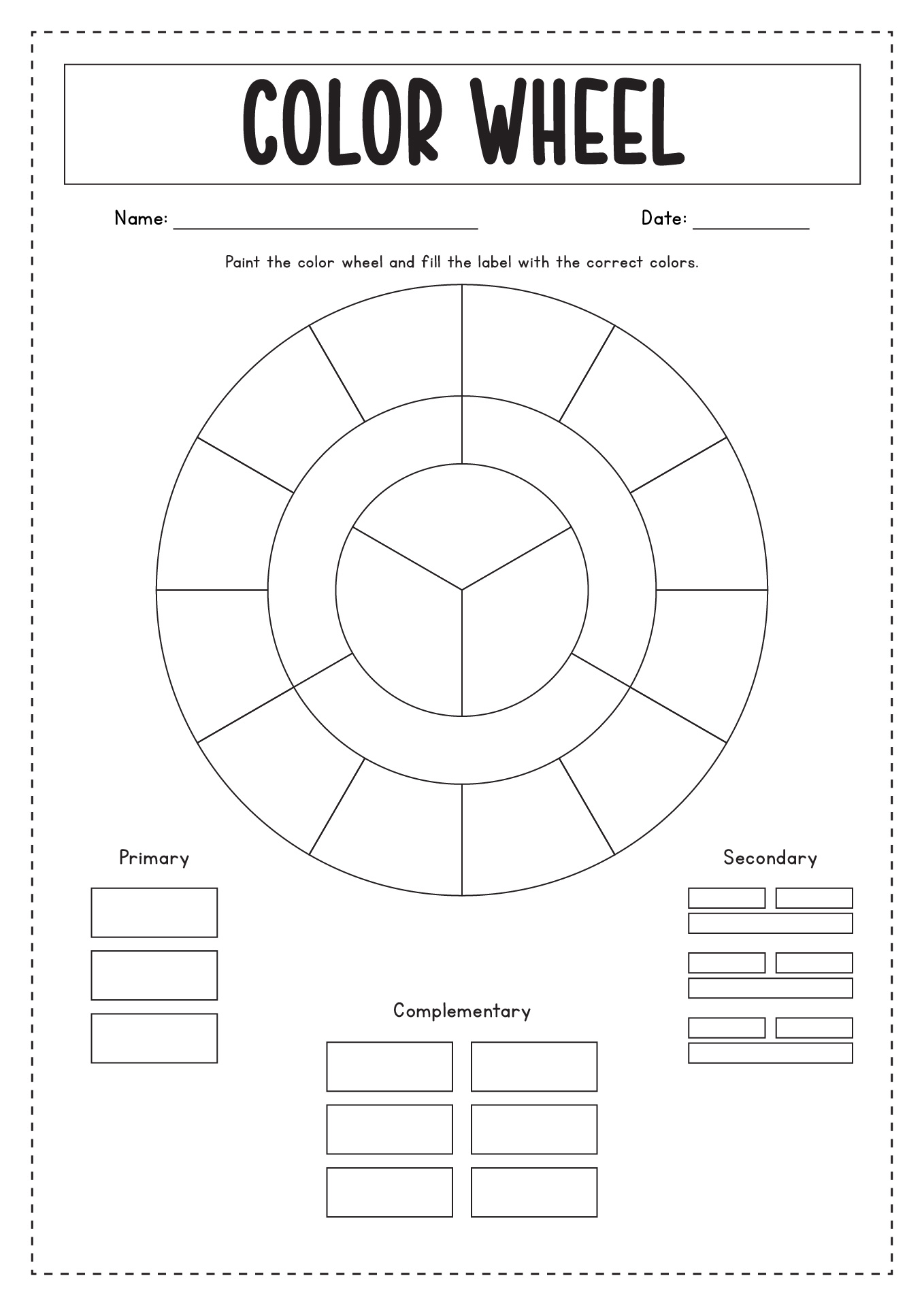 Color Wheel Worksheet Lesson Plan