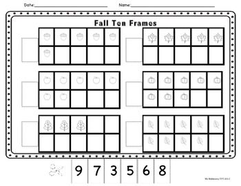 Fall Ten Frame Worksheets Image