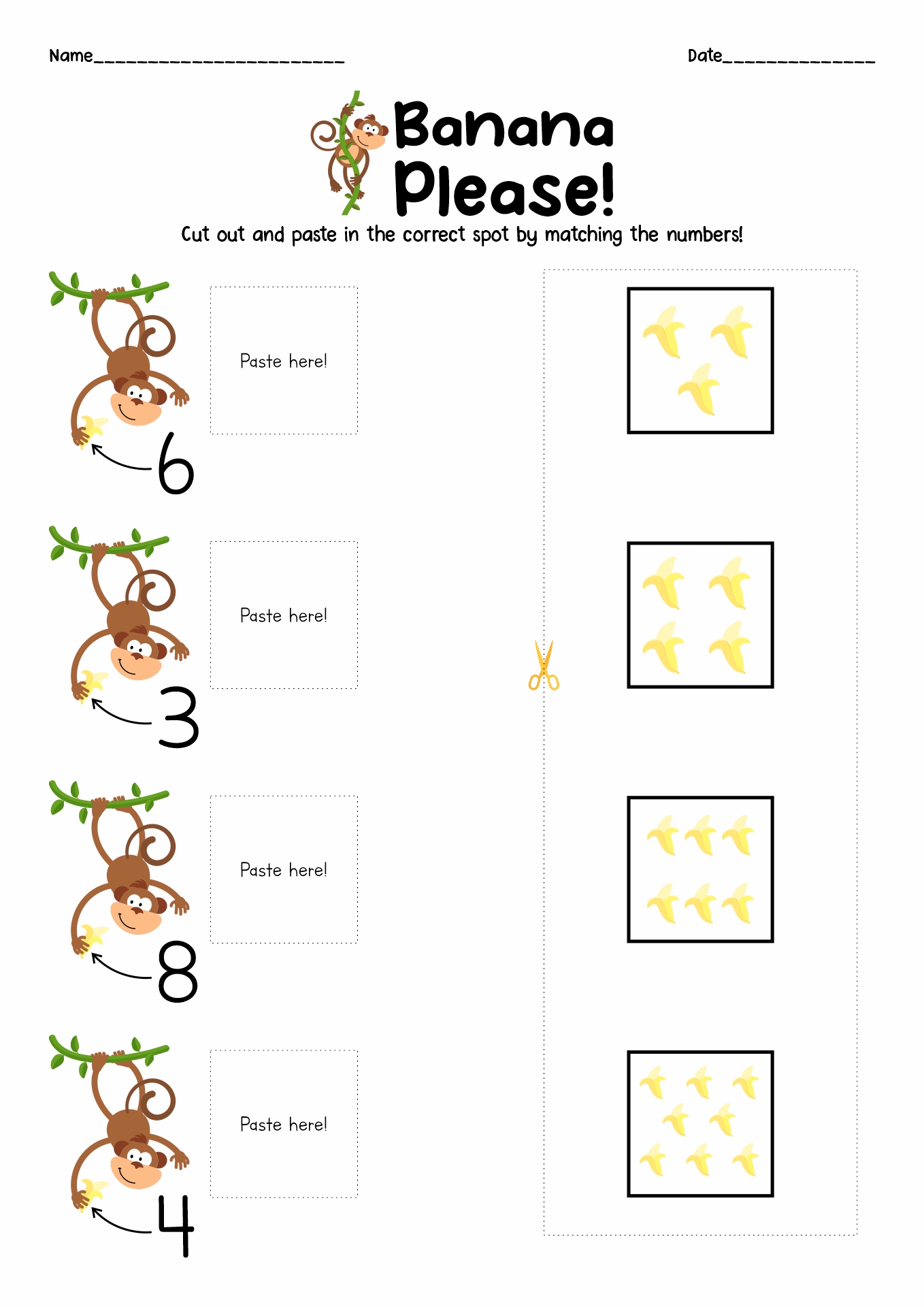 Free Preschool Cut and Paste Worksheets
