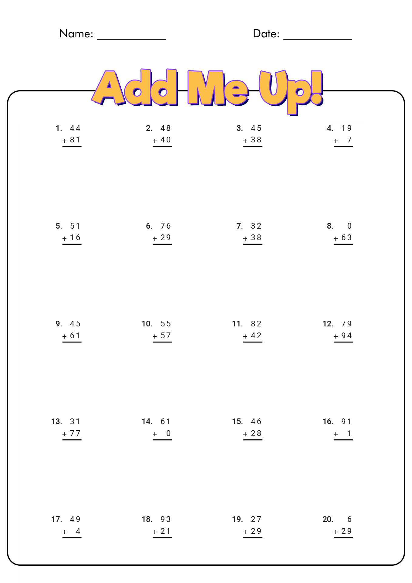 Free Printable Second Grade Math Worksheets Image