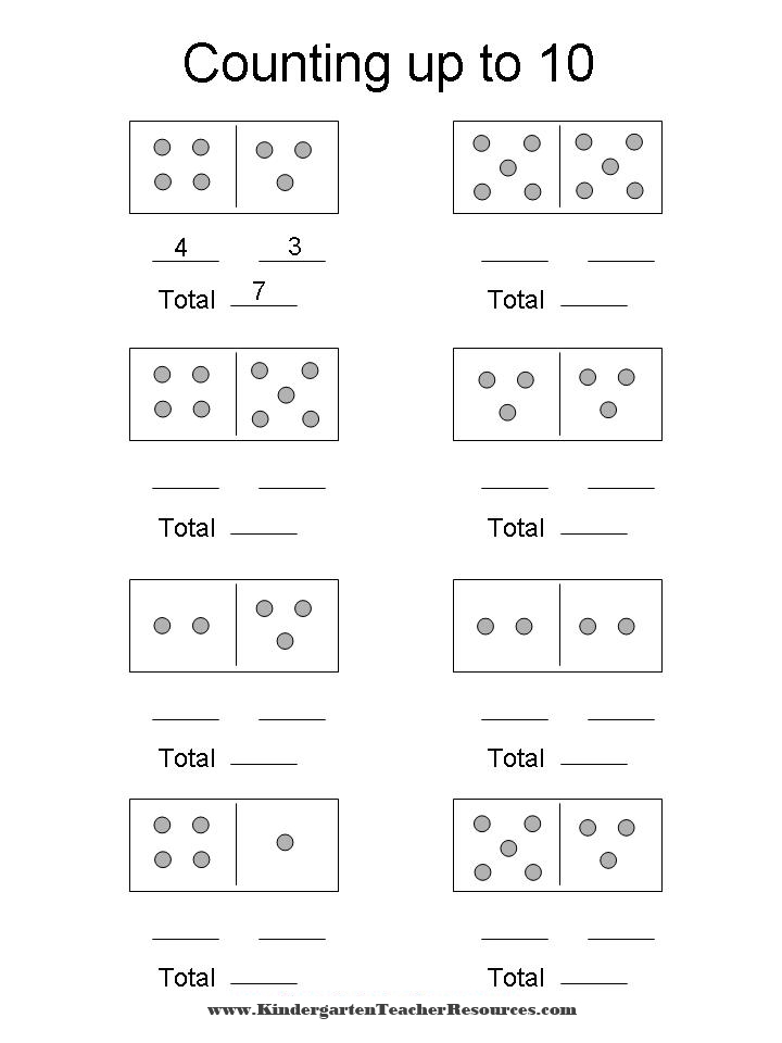 Kindergarten Math Worksheets Counting to 10 Image