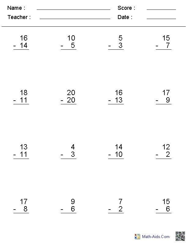 Math and Subtraction Worksheets Image