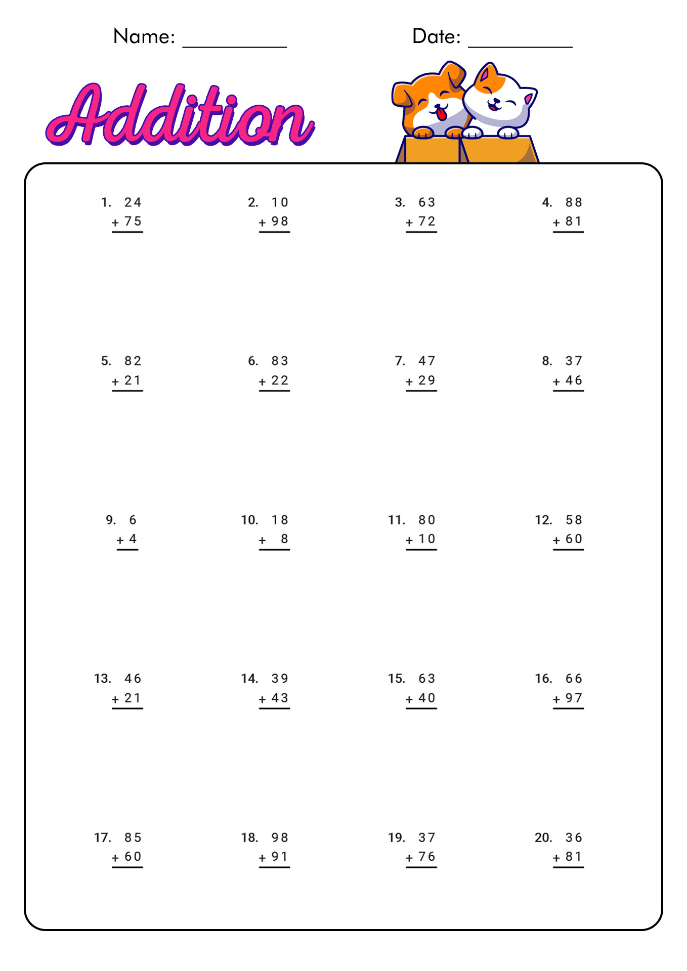 Math Second Worksheet 2nd Grade