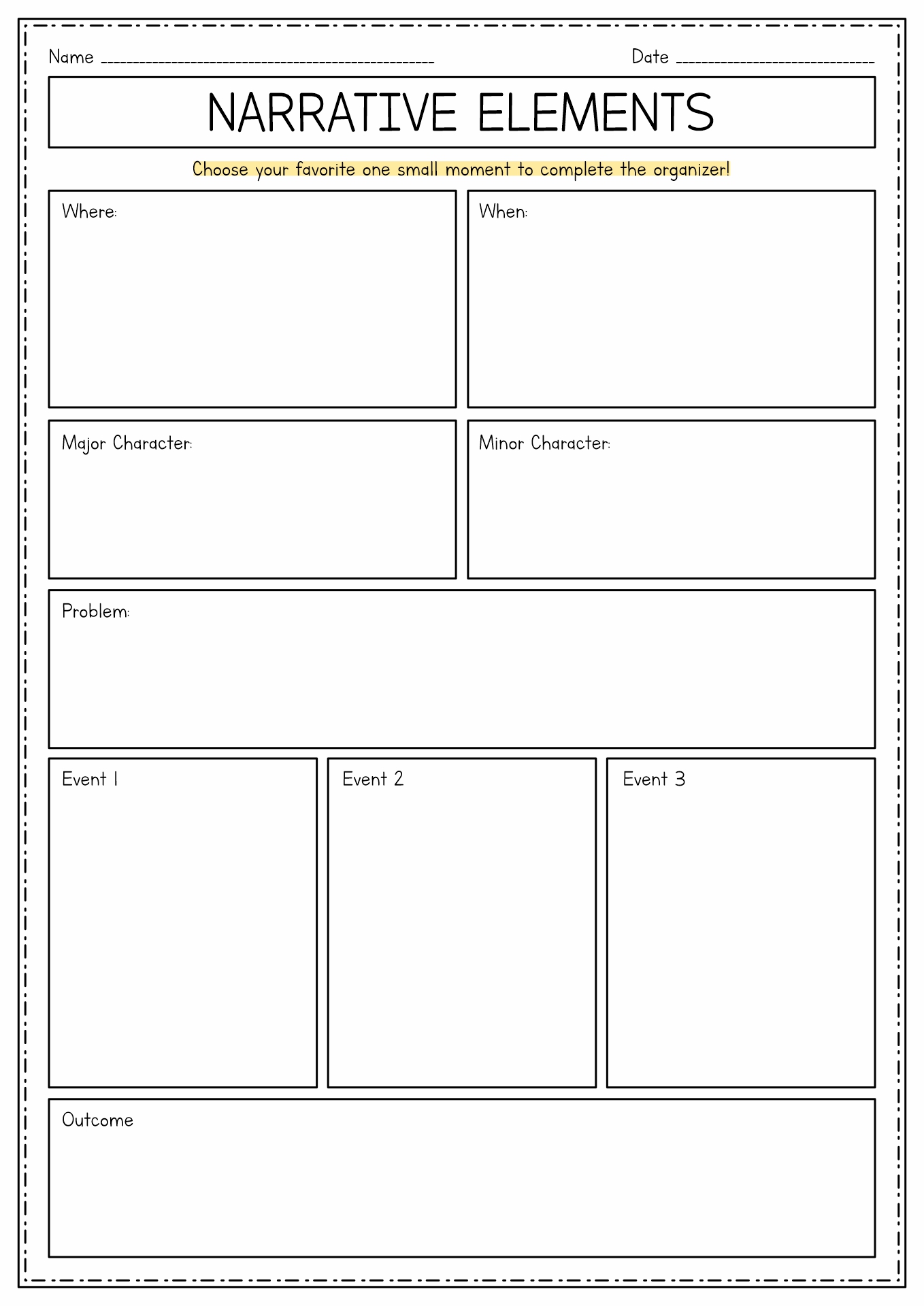 Narrative Story Map Graphic Organizer