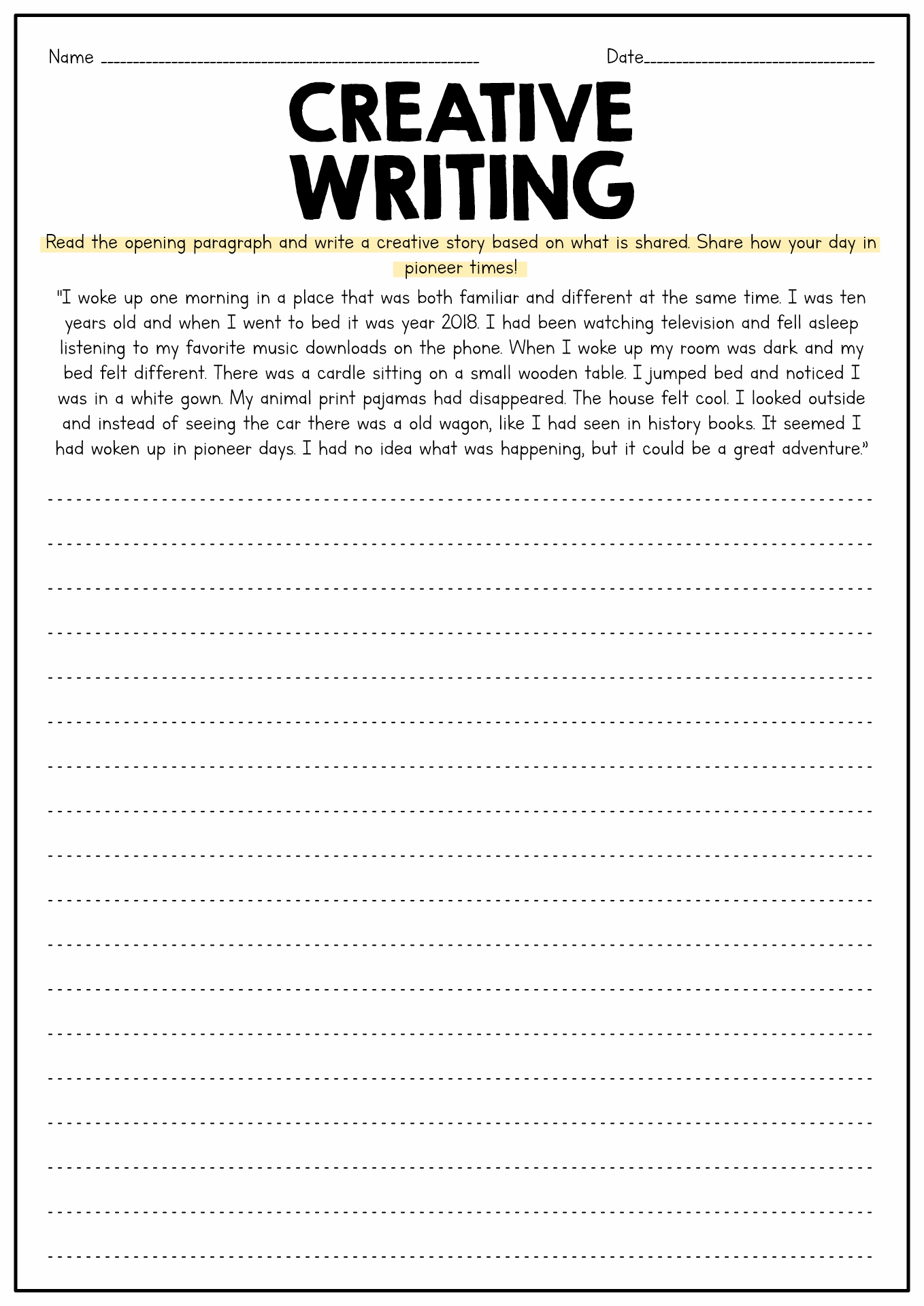 Narrative Writing Grade 4 Worksheets
