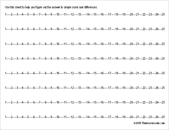 Printable Number Lines to 25 Image